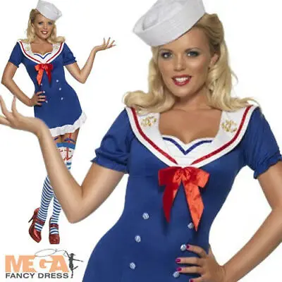 Ahoy Pin Up Sailor Girl Ladies Fancy Dress Navy Nautical Uniform Adults Costume  • £23.99