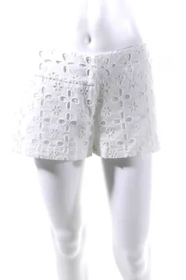 Milly Of New York Womens White Cotton Floral Lace Mid-Rise Shorts Size 2 • $34.81