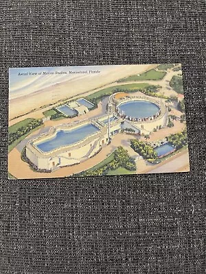 Linen Postcard Marineland Florida~ Marine Studios & Coast Aerial View • $0.95