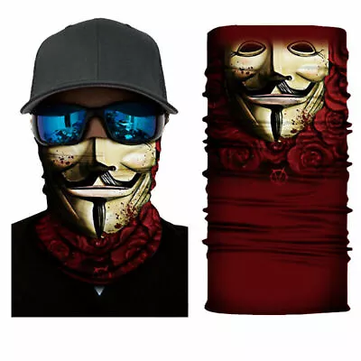 V For Vendetta Anonymous Guy Faux Face Mask Neck Gaiter FREE GIFT INCLUDED(MASK) • $9.99