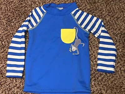 Infant Boys Mini Boden Blue Long Sleeve Monkey Rashguard Swim Shirt 6-12 Months • $12.99