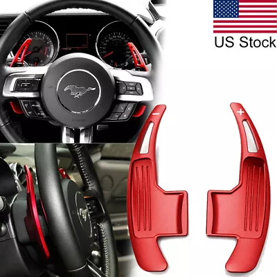 2x Red Steering Wheel Shift Paddle Shifter Extension For 2015-2023 Ford Mustang • $31.99