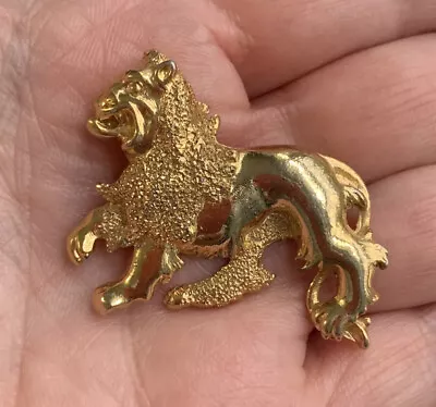 Vtg  Zodiac Leo The Lion Marked Da Vinci Brooch Pin Signed Gold Tone • $12