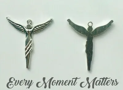 5 X Tibetan Silver ANGEL OUTSTRETCHED WINGS & BODY 49mm X 44mm Charms Pendants • £2.89