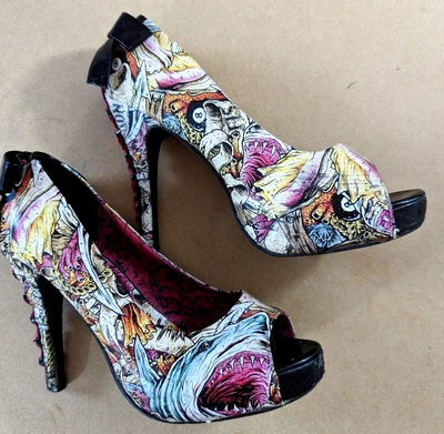£26.50 • Buy Iron Fist High Heel Abstract Shark Punk Emo Goth UK 5 Stunning