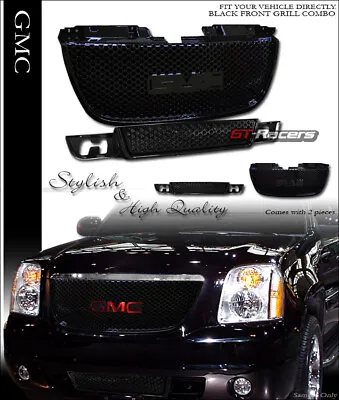 $145 • Buy For 07-14 GMC Yukon Round Hole Gloss Blk Front Upper & Lower Bumper Grill Grille