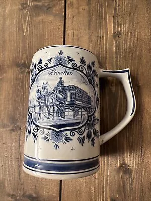 Vintage Heineken Hand Painted Delft Blue Stein Beer Mug Made In Holland • $7.99