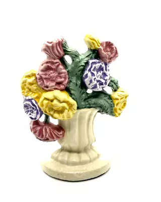 Vintage Cast Iron Flower Bouquet Vase Urn Door Stop 5 1/4” • $24.99