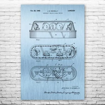 Emergency Vehicle Lights Patent Poster Print 12 SIZES Police Gift EMT EMS Gifts • $12.95