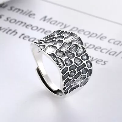 Real 925 Sterling Silver Band Men Women Lucky Irregular Hammer Ring  • $18.31