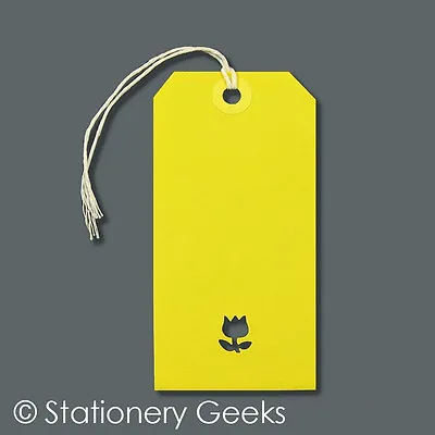 10 Large FLOWER Yellow Gift Luggage Tags 120mm X 60mm Easter Birthdays Occasions • £1.49