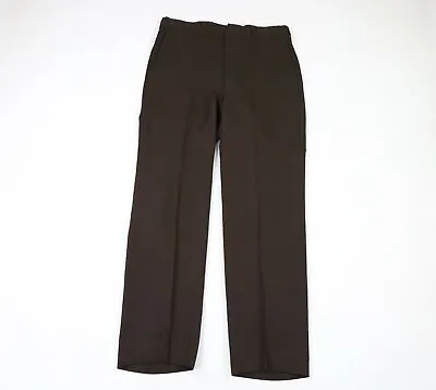 Vtg 70s Rockabilly Mens 33x31 Flared Wide Leg Knit Chinos Chino Pants Brown USA • $79.96