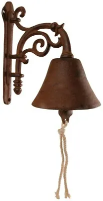 £14.95 • Buy Wall Mounted Bell Ornate Cast Iron Metal Antique Style Brown Shabby Chic Door