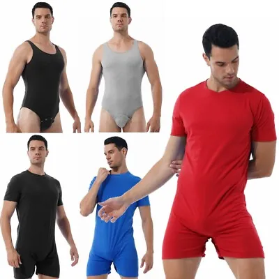 US Men's Stretchy Bodysuit Invisible Zipper One-piece Rompers Jumpsuit Underwear • $6.20