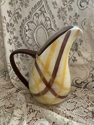 Vintage MCM Vernonware Organdie Plaid Large Pitcher Jug 12in USA • $18.95