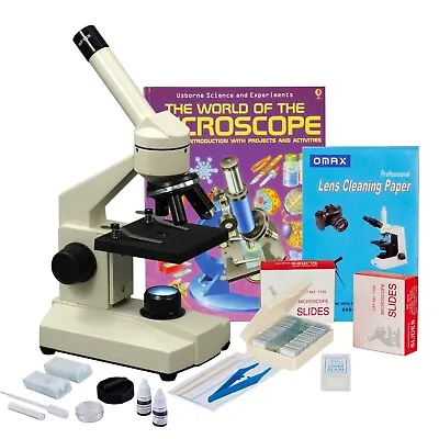 OMAX 40X-1000X Kids Compound LED Microscope+Slides+Slide Preparation Kit+Book • $129.99