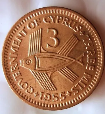 1955 CYPRUS 3 MILS - AU - Great Vintage Coin - Free Shipping - BIN #FFF • $4.99
