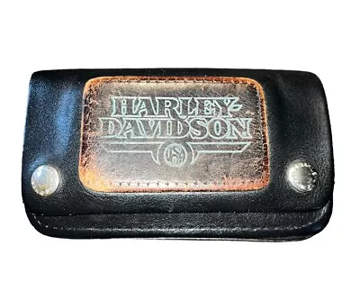 VTG Harley Davidson Leather Wallet Snap Buttons Black Distressed Biker READ • $19.99