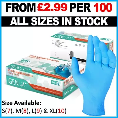 100 Disposable Nitrile Gloves Powder Free Latex Free Blue Medical Grade Strong • £5.75