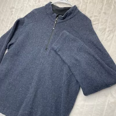 Mountain Hardware 1/4 Zip Pullover Blended Wool Blue Long Sleeve Mens Size XL • $23.99