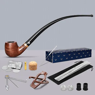 Churchwarden Pipe Long Stem Tobacco Pipe 3mm Filter Smoking Pipe With Accessorie • $19.99