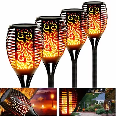 £11.99 • Buy 4X LED Solar Flame Effect Outdoor Lights Stake Garden Path Flickering Torch Lamp