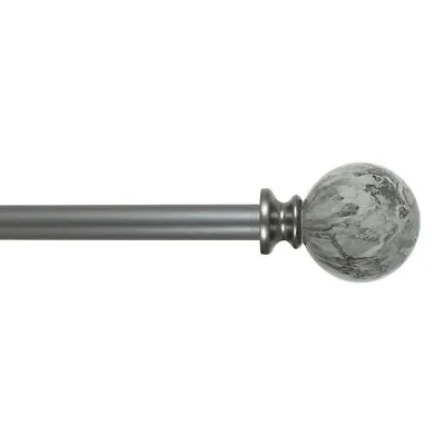 48 - 86 In Home Expressions Faux Marble Ball 5/8 IN Curtain Rod  Venetian Silver • $39.99