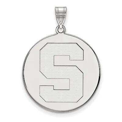 Michigan State Spartans School Letter Logo Disc Pendant In Sterling Silver • $70.99