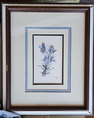 Vintage 1981 Miniature Floral Botanical Watercolor Signed  • $20