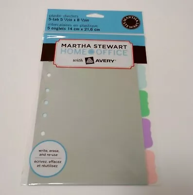 Martha Stewart Small-Format Plastic Dividers 5-1/2  X 8-1/2   Flourished Tabs • $11.99