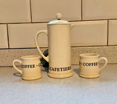 Cafetiere + 2 Espresso Coffee Cups Ceramic - David Mason Designs • £12.99