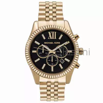 Michael Kors Original MK8286 Men's Stainless Steel Gold-Tone Black Chrono Watch • $135