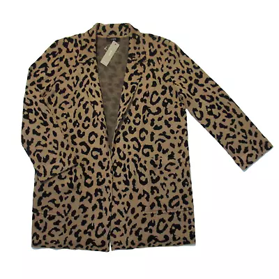 NWT J.Crew Sophie In Heather Acorn Leopard Open-Front Sweater Blazer XS $138 • $72