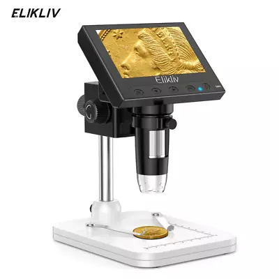 Elikliv 1000X LCD Digital Microscope With Screen 4.3'' Coin Magnifier For Adults • $51.99