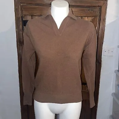 Munro Of Edinburgh Women’s Brown 100% Lambswool Collared Jumper Size UK 12 • $37.88