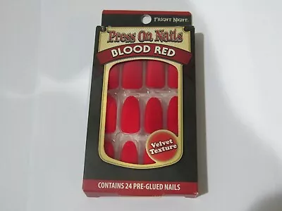 Fright Night Press On Nails  Blood Red  Velvet 1 Pack Of 24 Pre-Glued Nails • $11.99