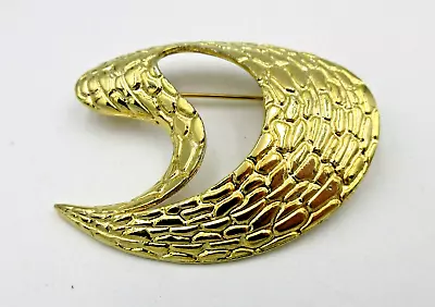 Vtg SIGNED M JENT Open Work Big Geometric Brooch Pin Textured Gold Tone Metal • $15.28