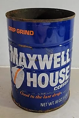 Vintage Empty Maxwell House 1 Pound Drip Grind Rusty Tin Can No Lid Prop Display • $8