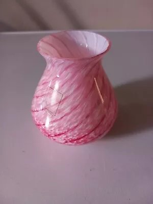 Caithness Small Pink Swirl Pattern Art Glass Vase With Sticker. • £12.99