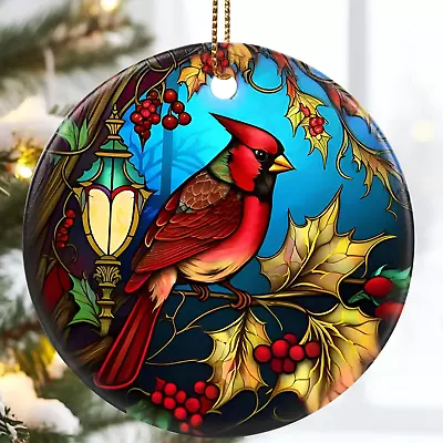 Cardinal Christmas Decorations 2.8  Ceramic Hanging Ornament Cardinal Ornament • $22.27