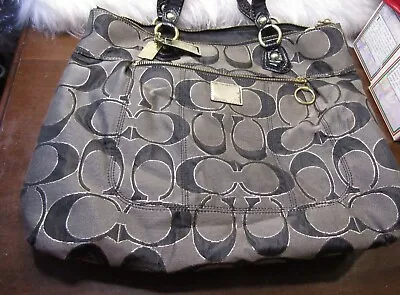 Coach Poppy Signature Glam Black & Gold Tote Shoulder Handbag 15316  • $65