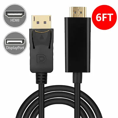 6FT Display Port DP To HDMI Cable Adapter Converter Audio Video PC HDTV 1080P US • $6.33