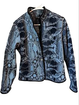 Khangura Blue Brocade Embroidered Vintage Jacket Women's Size Medium • $44.80