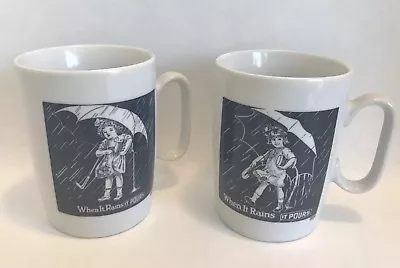 Vintage Morton Salt Mugs When It Rains It Pours Coffee Cups Japan • $12.99