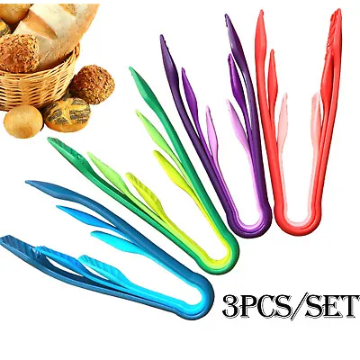 $5.99 • Buy 10'' 8'' 6''  Set Of 3 Kitchen Tongs Salad BBQ Cooking TongsServing Food Tong