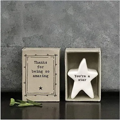 East Of India Thanks! Matchbox With Ceramic You're A Star Inside Keepsake • £6.99