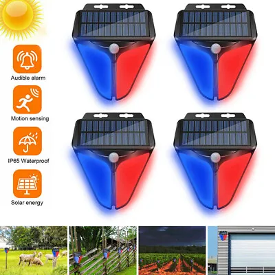 Solar Alarm Strobe Light Lamp Motion Sensor Sound Security Outdoor Waterproof US • $10.99