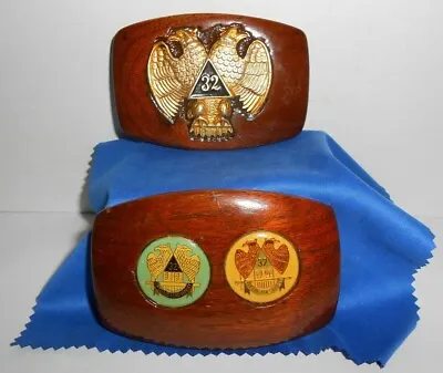 32ND Degree Masonic Hand Made Wood Belt Buckles Lot • $18.69