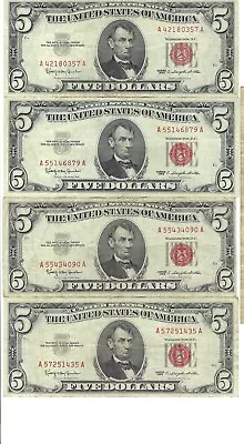1963 5 Dollar Bill Red Seal Lot • $30