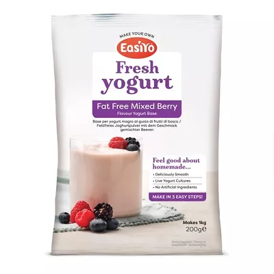 Easiyo Fat Free Mixed Berry Yogurt Mix 200g Sachet - Makes 1 Litre Using Yoghurt • £5.30